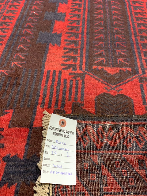 Terkaman Tribal Baluch Oriental Rug SIze 3' 9" x 6" (A)