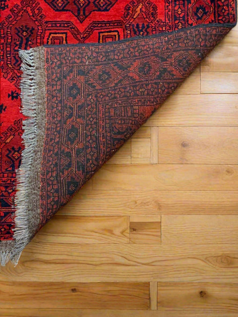 Terkaman Tribal Afghan Fielpa Oriental Rug, size 4" x 6' 4"