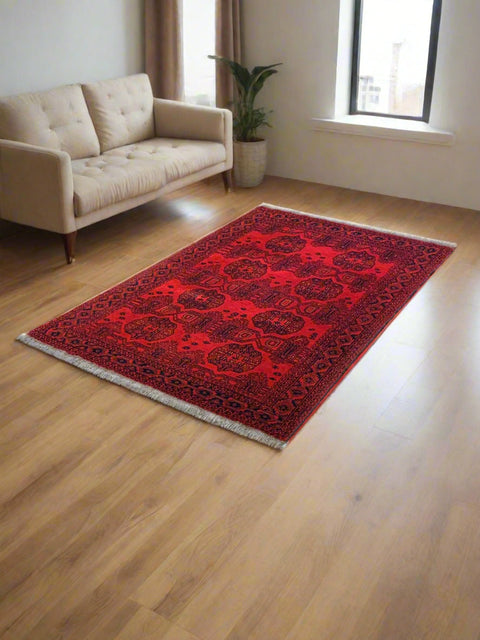 Terkaman Tribal Afghan Fielpa Oriental Rug, size 4" x 6' 4"