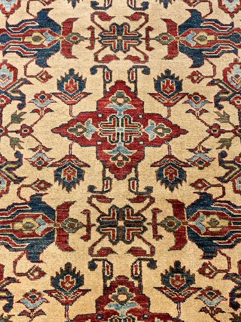 Hand-Knotted Vegetable Dye Kazak Rug from Pakistan, size 4' x 6'