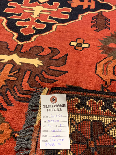 Terkaman Tribal Afghan Oriental Rug, size 4" x 6' 3"