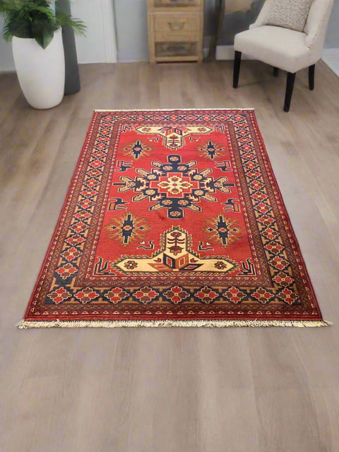 Terkaman Tribal Afghan Oriental Rug, size 4" x 6"