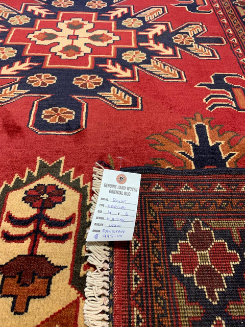 Terkaman Tribal Afghan Oriental Rug, size 4" x 6"