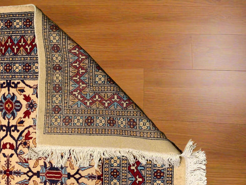Hand-Knotted Pakistani Wool Rug, Tribal/Floral Design, size 4" x 5' 7"
