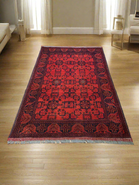 Terkaman Tribal Afghan Oriental Rug, size 4' 1" x 6' 6"