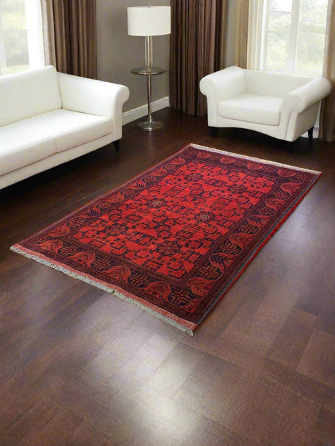 Terkaman Tribal Afghan Oriental Rug, size 4' 1" x 6' 6"