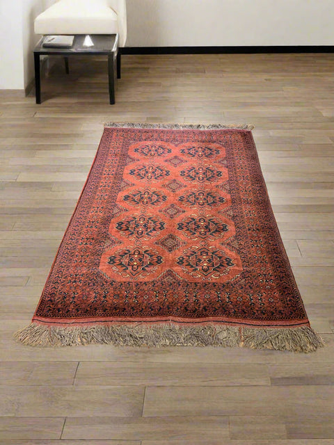 Terkaman Tribal Afghan Fielpa Oriental Rug, size  4" x 6"