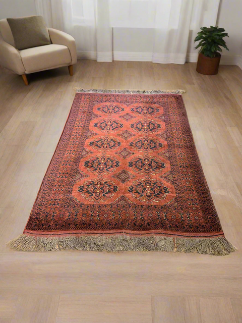 Terkaman Tribal Afghan Fielpa Oriental Rug, size  4" x 6"