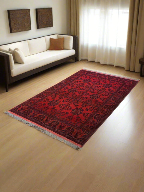 Terkaman Tribal Afghan Oriental Rug, size 4' x 6' 6"