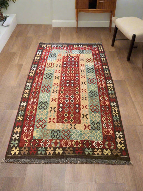 Afghan Kilim Handwoven flatweave Rug – size  3' 8" x 6' 5"
