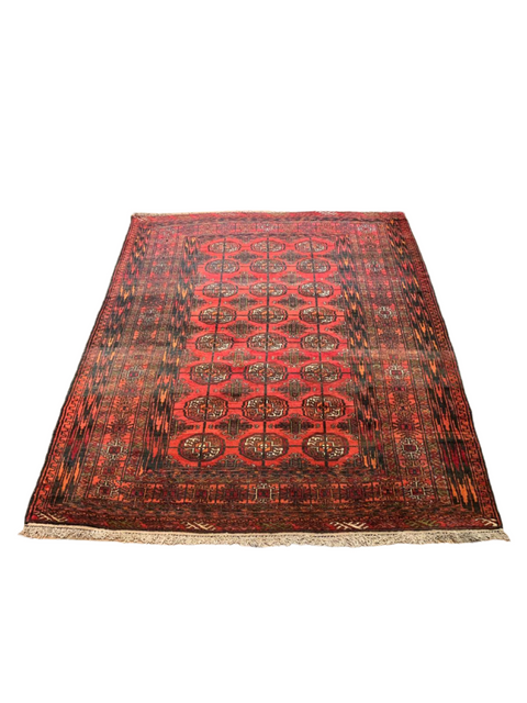 Terkaman Tribal Afghan Oriental Rug, size 4' 3" x 5' 4"