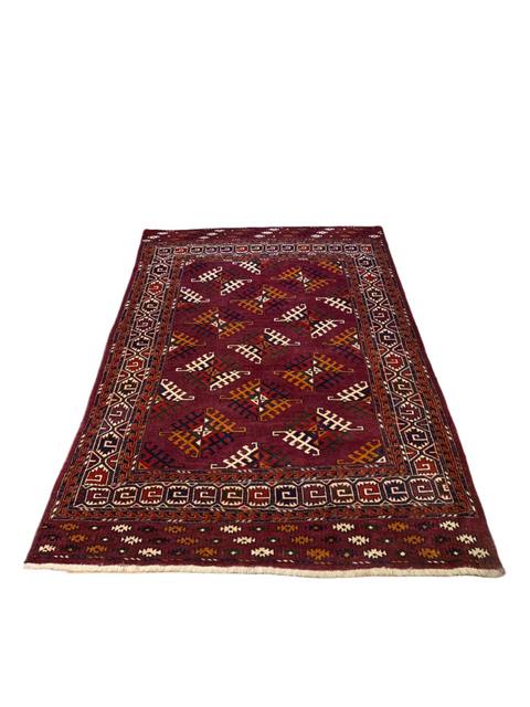 Terkaman Tribal Afghan Oriental Rug, size 4' 3" x 6' 7"