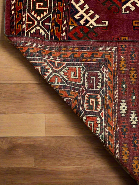 Terkaman Tribal Afghan Oriental Rug, size 4' 3" x 6' 7"