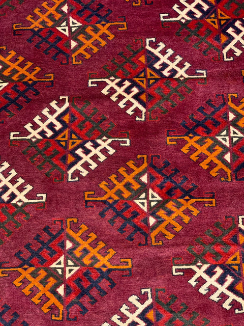 Terkaman Tribal Afghan Oriental Rug, size 4' 3" x 6' 7"