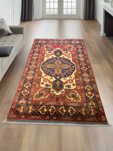 Terkaman Tribal Afghan Oriental Rug, size 4" x 6' 8"