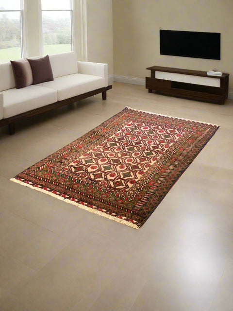 Terkaman Tribal Baluch Oriental Rug 3' 9" x 5' 10" (A)