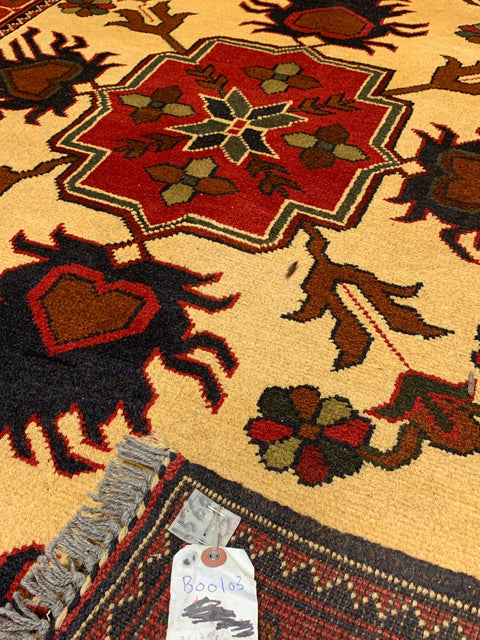 Terkaman Tribal Afghan Oriental Rug, size 4" x 6"