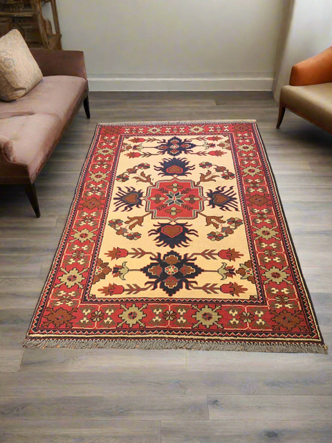 Terkaman Tribal Afghan Oriental Rug, size 4" x 6"