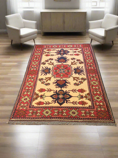 Terkaman Tribal Afghan Oriental Rug, size 4" x 6"