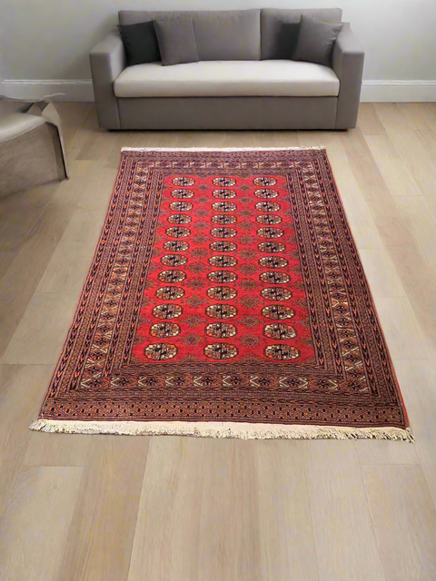 Hand-Knotted Pakistani Bokhara Rug – 100% Wool, size 4' 2" x 6"