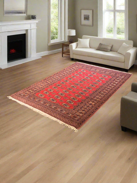 Hand-Knotted Pakistani Bokhara Rug – 100% Wool, size 4' 2" x 6"