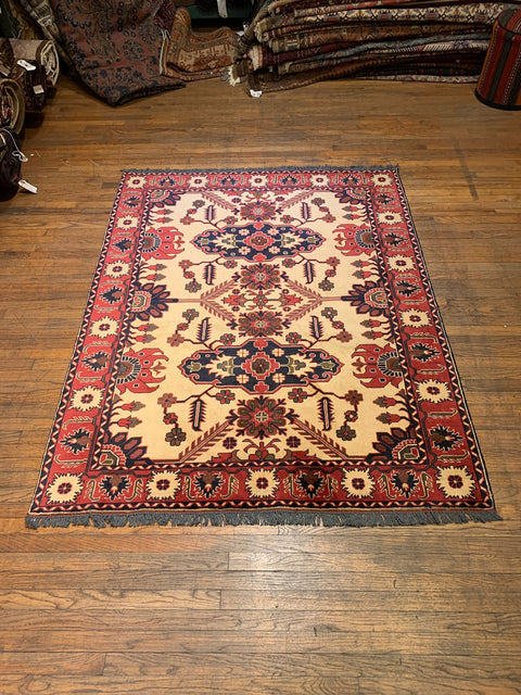 Terkaman Tribal Afghan Oriental Rug - size 5' 4" x 6' 7" (Q)
