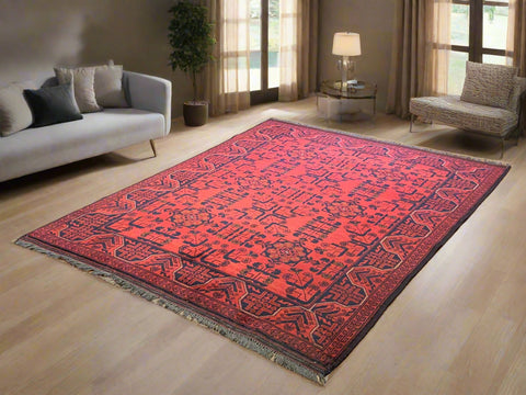 Terkaman Tribal Afghan Oriental Rug, size 6" x 5"