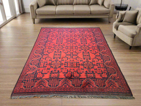 Terkaman Tribal Afghan Oriental Rug, size 6" x 5"