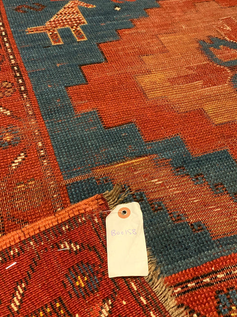 Antique Kazak Rug, circa 1910-1920. Size 4' 3" x 7' 4"