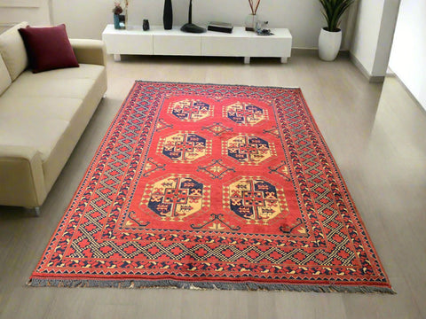 Terkaman Tribal Fielpa Afghan Oriental Rug, size 5' 2" x 6' 11"