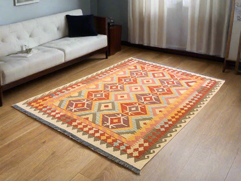 Afghan Kilim Handwoven flatweave Rug – size 5" x 6' 1"