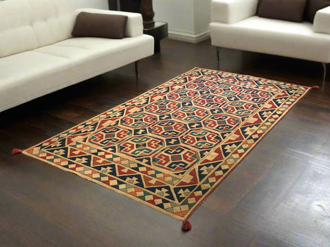 Afghan Kilim Handwoven flatweave Rug – size 4' 7" x  8"