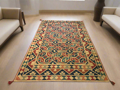 Afghan Kilim Handwoven flatweave Rug – size 4' 7" x  8"