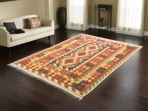 Afghan Kilim Handwoven flatweave Rug – size 4' 10" x 6' 2"