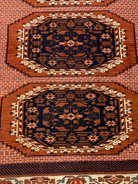Terkaman Tribal Afghan Oriental Rug, size 4' 10" x 6"