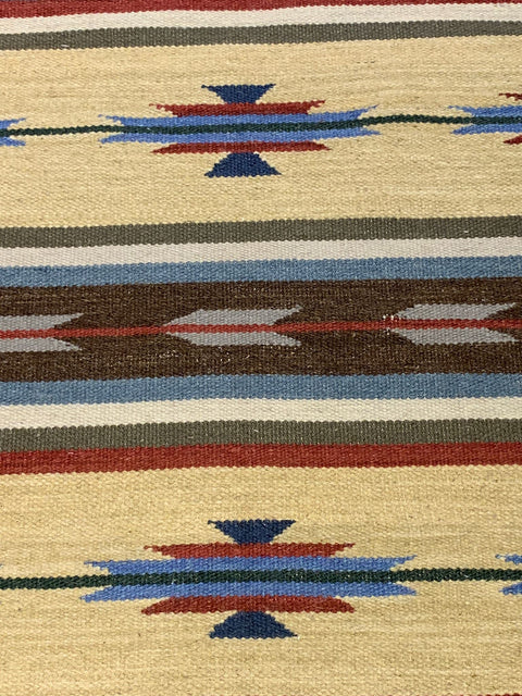 Handwoven Indian Kilim Rug – Geometric Navajo Design, size 4" x 6"