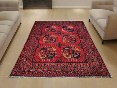 Terkaman Tribal Afghan Oriental Rug, size 5" x 6' 8"