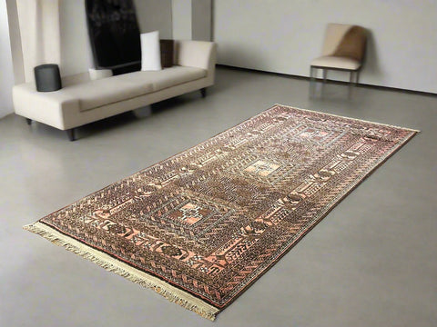Terkaman Tribal Baluch Oriental Rug 4" x 7"(A)