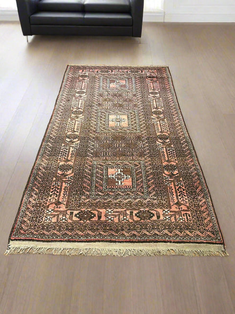 Terkaman Tribal Baluch Oriental Rug 4" x 7"(A)