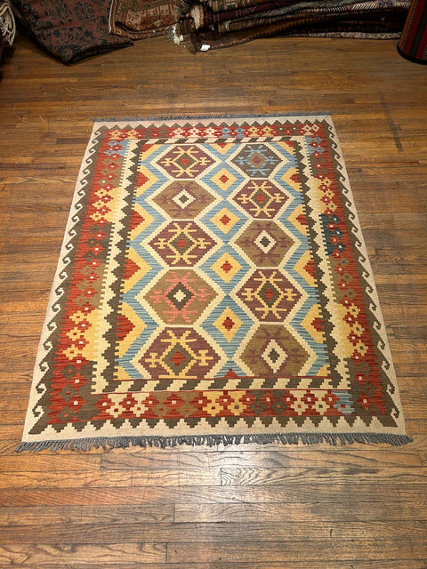 Afghan Kilim Handwoven flatweave Rug – size 4' 10" x 6' 7"