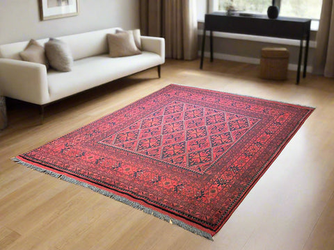 Terkaman Tribal Afghan Oriental Rug, size 5" x 6' 8"