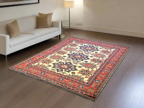 Terkaman Tribal Afghan Oriental Rug, size 5' 1" x 6' 7"