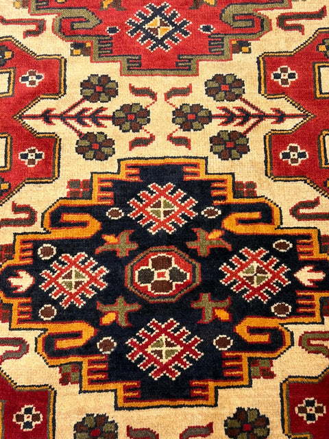 Terkaman Tribal Afghan Oriental Rug, size 5' 2" x 6' 5"