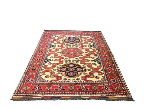 Terkaman Tribal Afghan Oriental Rug, size 5' 2" x 6' 5"