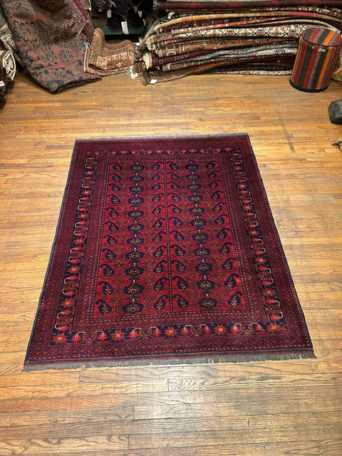 Terkaman Tribal Afghan Oriental Rug, size 5" x 6' 4"