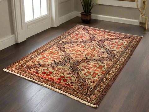 Timeless Beauty, Woven by Hand. Antique Persian Labar Kirman Rug, size 4' 3" x 6' 3" (F)