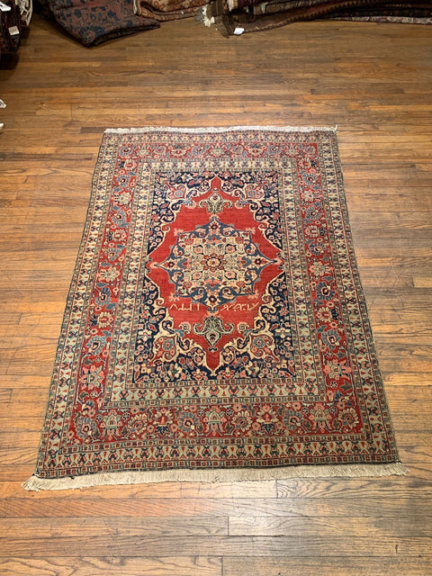 Timeless Beauty, Woven by Hand. Antique Persian Sarouk  Rug, size 4' 3" x 6' 2"(F)