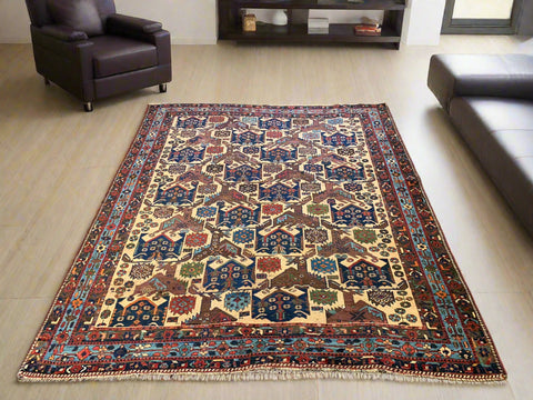Timeless Beauty, Woven by Hand. Antique Persian Afshar Rug, size 5' 2" x 6' 2"  (F)