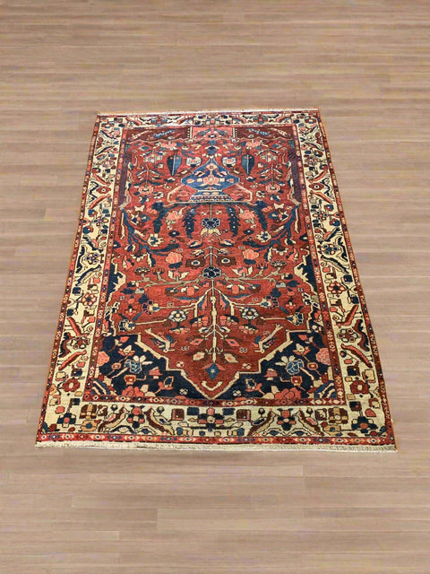 Timeless Beauty, Woven by Hand. Antique Persian Bakhtiar Rug, size 4' 5" x 6' 6"  (F)