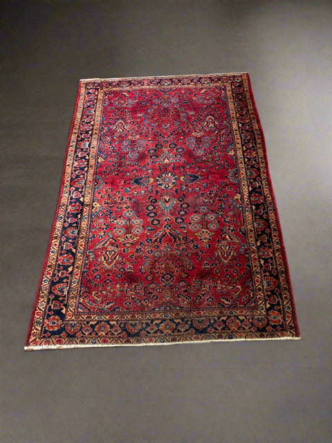 Timeless Beauty, Woven by Hand. Antique Persian Sarouk Rug, size 4' 4" x 6' 7"  (F)